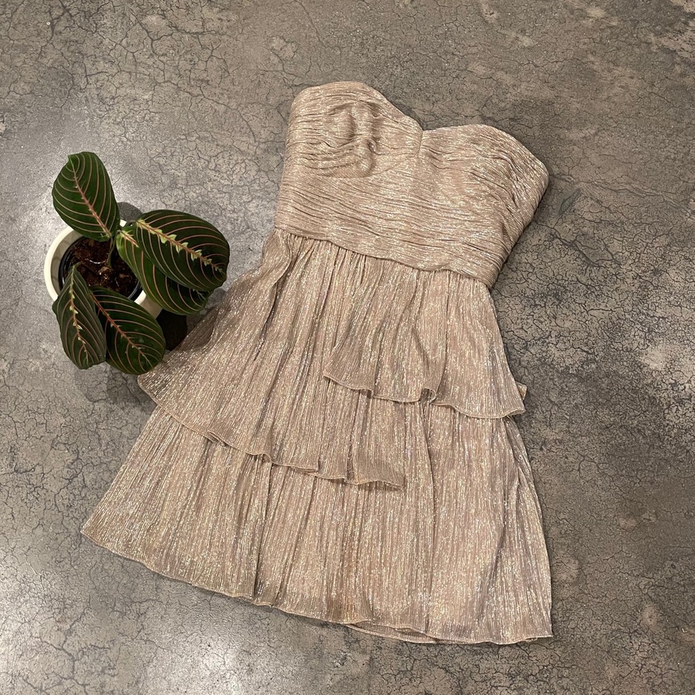 Metallic strapless cocktail dress